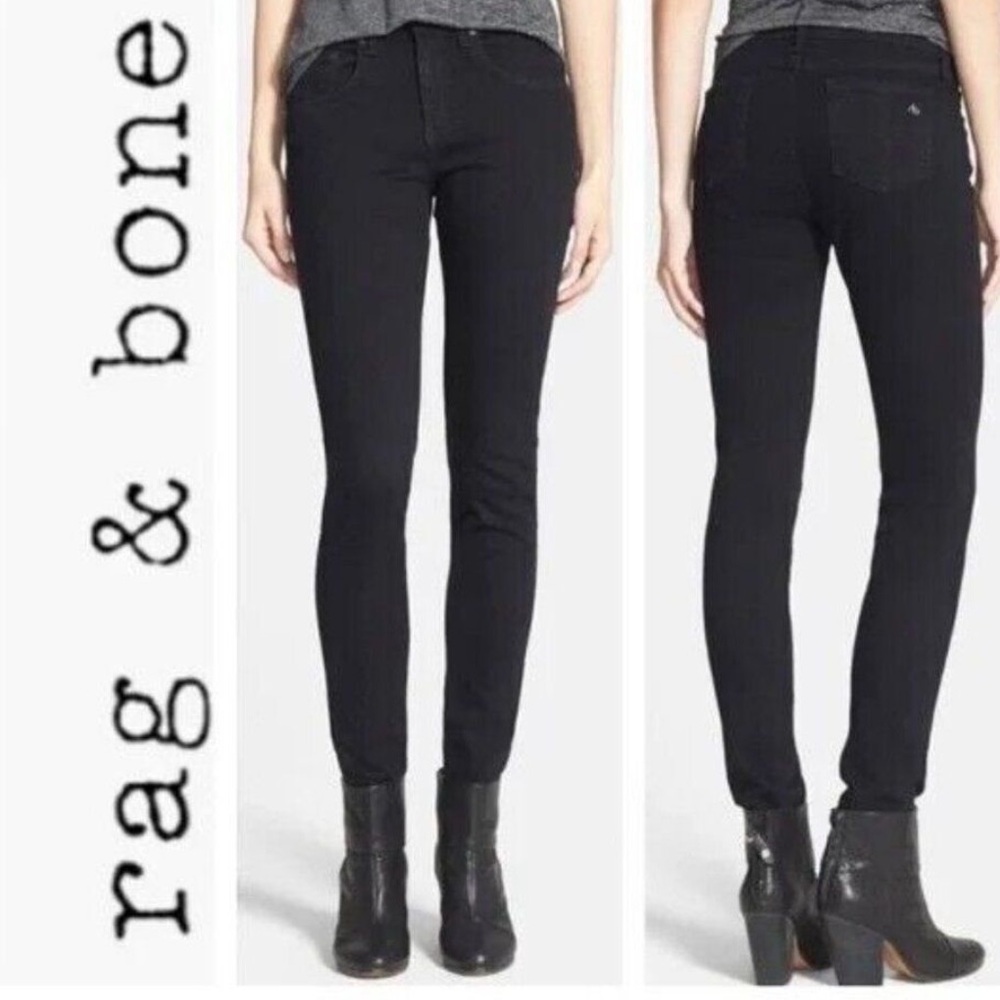 Rag & Bone Women’s Black Coal Skinny 8" Rise Classic Stretch Jeans Size 26